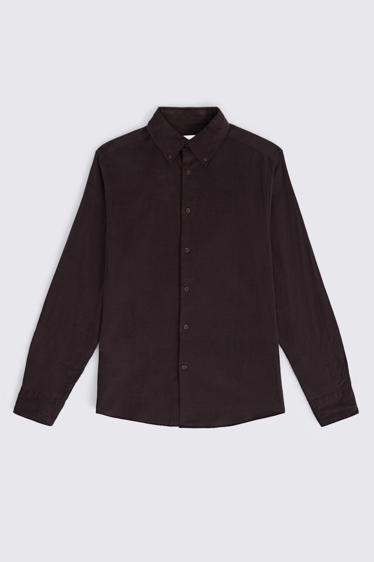 Dark Brown Button Down Corduroy Shirt